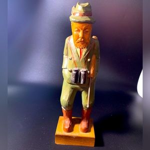 Vtg. Hand Carved Wood Hunter Figurine "Waidmammsheil" 8" Germany or Austria